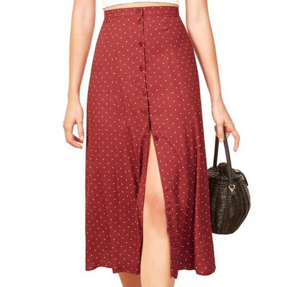 Reformation Dresses & Skirts - Reformation | Red Polka Dot Hermosa Midi Skirt